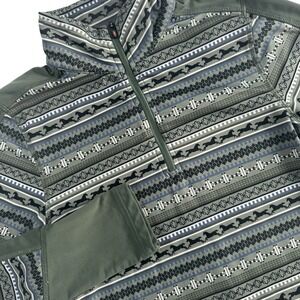 Kerrits Ice Fil Riding Top Kids Large Green‎ Horse Print Quarter Zip Long Sleeve